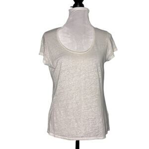 Majestic Paris Neiman Marcus Scoop Neck Shimmer Top White Silver Size 5 (XL)
